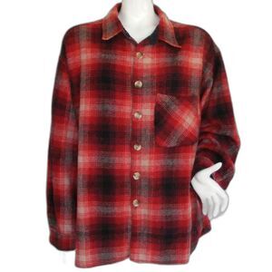 THUNDER BAY Wool Shirt Jacket, XL, Red Plaid, Long sleeves, Pockets